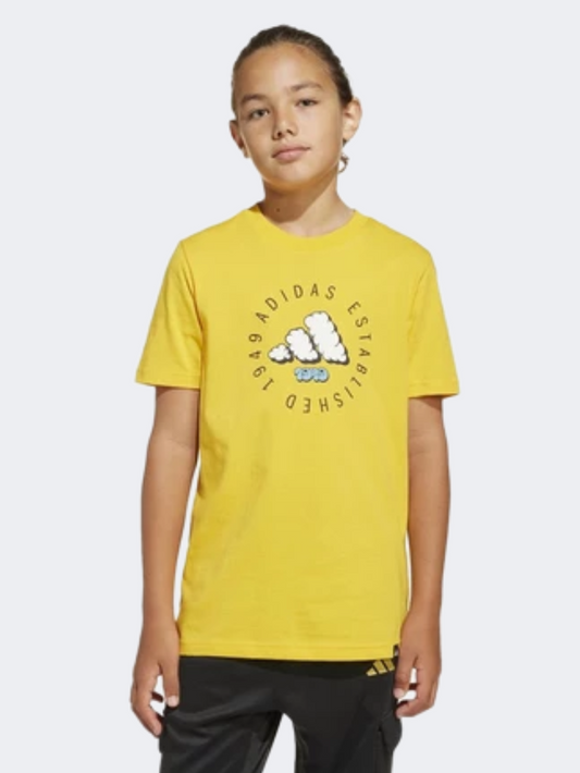 Adidas Fun Graphic Kids-Boys Sportswear T-Shirt Crew Yellow
