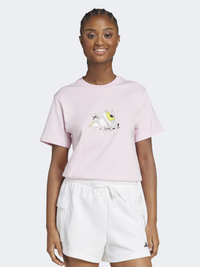 Adidas Doodle Graphic Women Sportswear T-Shirt Clear Pink