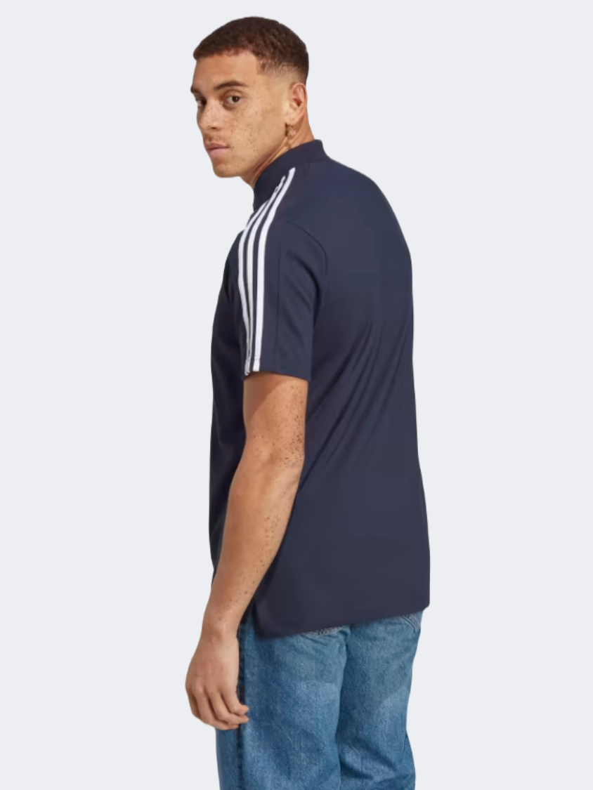 Adidas Essentials 3S Pique Small Logo Men Sportswear Polo Long Sleeve Legend Ink/White