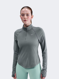 تيشيرت بأكمام طويلة للجري بسحاب نصفي نسائي Nike Tempo Df بلون Smoke Grey