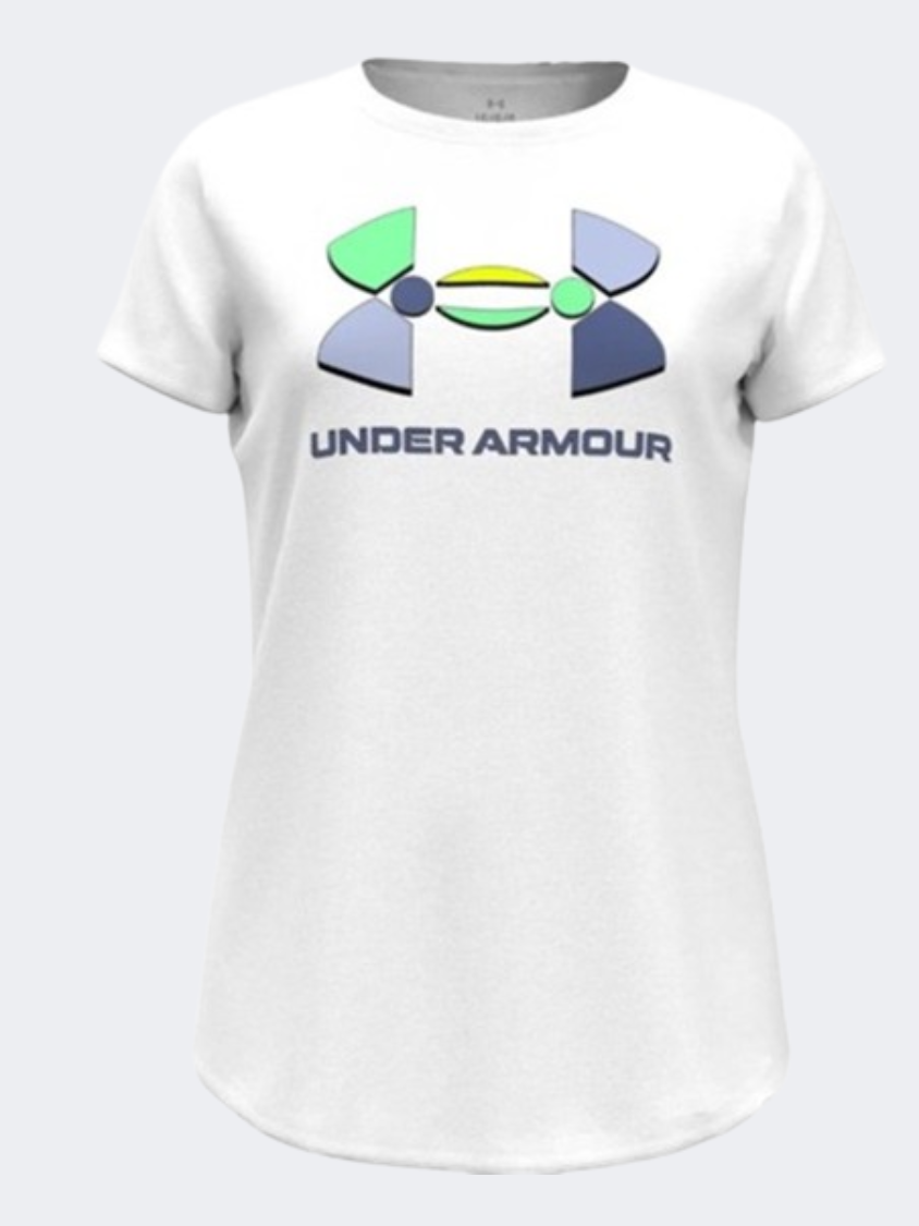 Under Armour Colorblock Big Logo Girls Training T-Shirt White