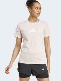 تيشيرت تدريب نسائي من Adidas كاتيجوري جرافيك وردي رملي