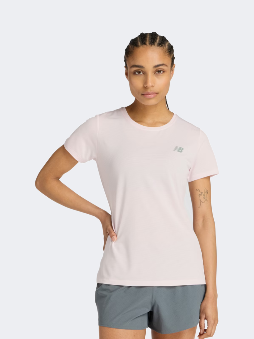 New Balance Sport Short Sleeve Women Performance T-Shirt Pink Granite