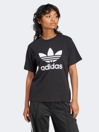 تيشيرت نسائي من Adidas Trefoil Original أسود/أبيض