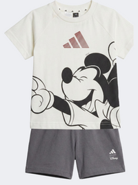 طقم ملابس رياضية للأولاد الرضع Adidas Disney ميكي ماوس أبيض مائل/رمادي