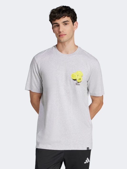Adidas Lounge Still Life Lemons Graphic Men Sportswear T-Shirt Light Grey Heather