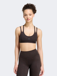 حمالة صدر تدريب نسائية Adidas Optime Workout Snake Strappy Lite Support بلون أورورا كوفي/أسود