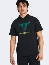 Under Armour Project Rock Payoff هودي تدريب رجالي أسود/أخضر بحري