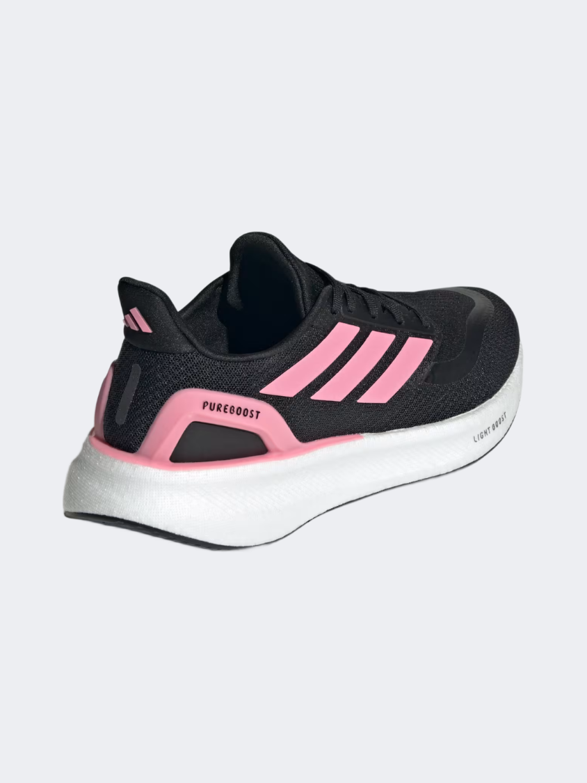 Adidas Pureboost 5 حذاء جري نسائي أسود/وردي/أبيض