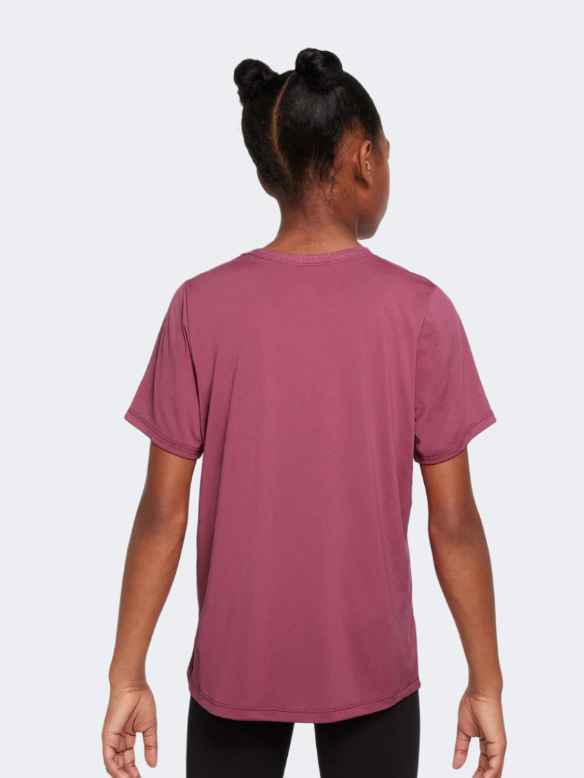 Nike Df One Standard Girls Training T-Shirt Sweet Beet/White