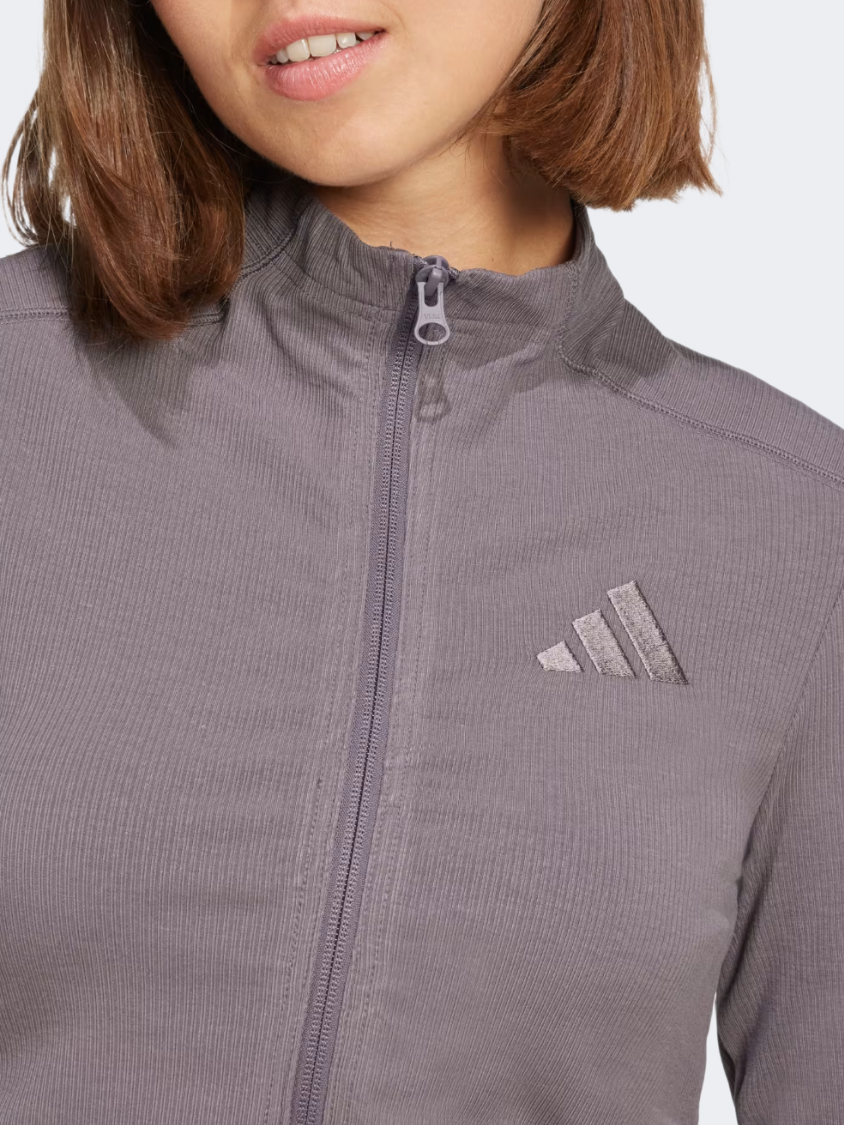 Adidas All Szn Ribbed Crop Women Sportswear Track Top Purple