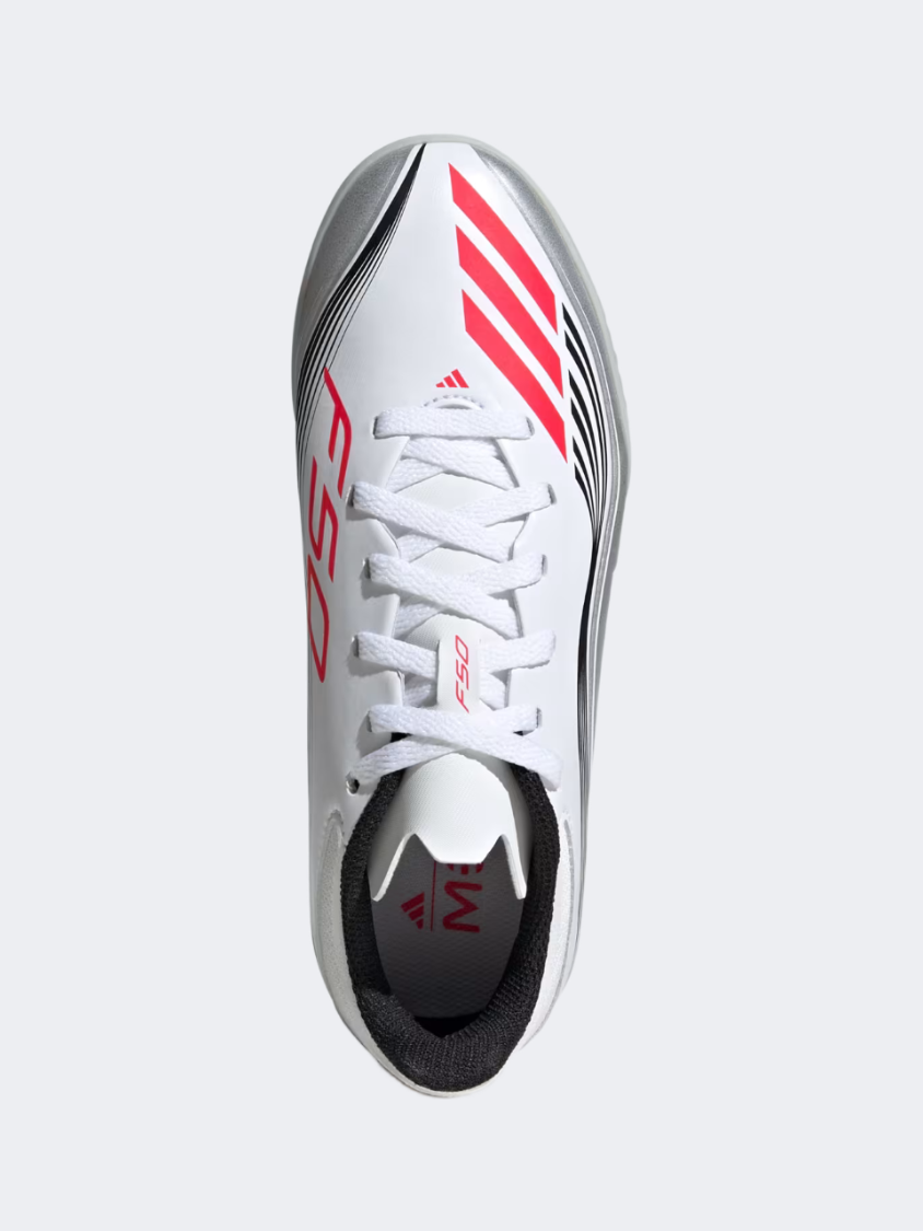 Adidas F50 Messi League Turf Kids Football Shoes White/Red/Silver