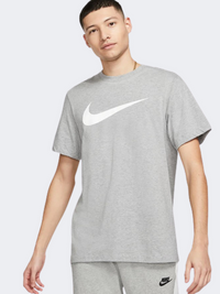 تيشيرت نمط حياة رجالي Nike Swoosh رمادي/أبيض