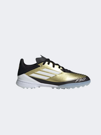 حذاء ملاعب أطفال Adidas F50 League Tf Messi ذهبي/أبيض/أسود