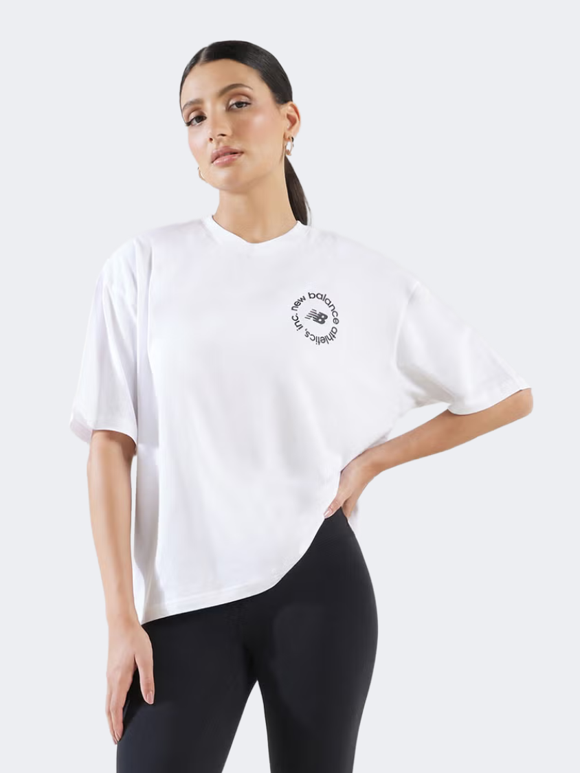 New Balance Sport Cotton Oversized Women Lifestyle T-Shirt White