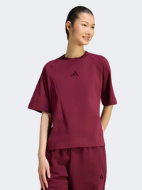 Adidas Kit Small Logo Women Sportswear T-Shirt Maroon
