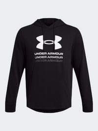 Under Armour Rival Terry Graphic هودي رجالي أسلوب حياة أسود/أبيض