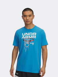 Under Armour 60/40S هوبس نت تيشيرت كرة سلة رجالي إيثر بلو/أبيض