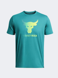 تيشيرت تدريب رجالي Under Armour Project Rock Payoff Graphic تركواز/أصفر