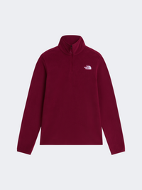 The North Face Glacier 1/4 Zip Women Hiking Fleece Burgundy Crush/White