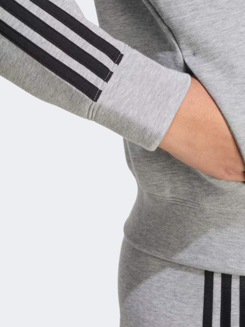 Adidas Adicolor 3-Stripes Spacer Full-Zip Women Originals Hoody Medium Grey Heather