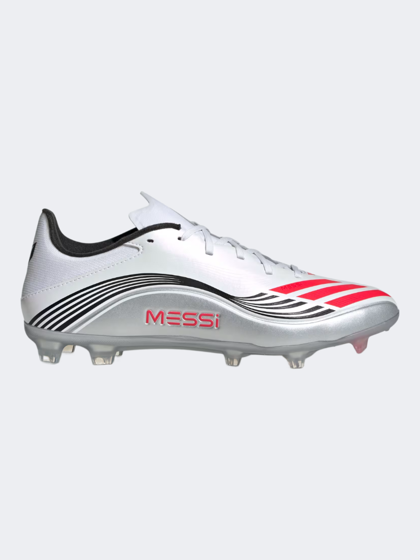 Adidas F50 Messi League Firm/Multi-Ground Cleats Men Football Shoes White/Red/Silver