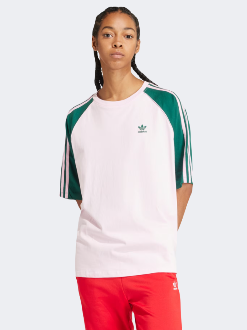 Adidas Blocked Oversize Women Original T-Shirt Clear Pink/Green