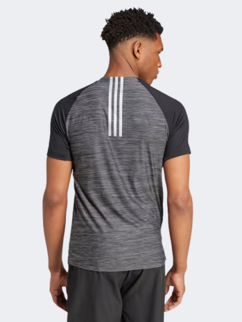 Adidas Gym Plus 3 Stripes Men Training T-Shirt Black Melange