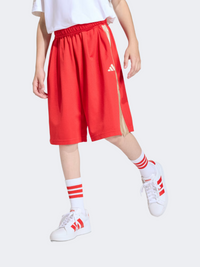 شورت رياضي للأولاد من Adidas ستاديوم ميش بلون بيور روبي/كريستال