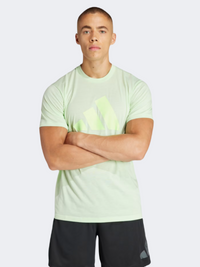 Adidas Essentials Feelready Logo تيشيرت تدريب رجالي Semi Green Spark