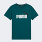 Puma Essential Plus 2 Logo Boys Lifestyle T-Shirt Cold Green