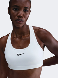 حمالة صدر تدريب نسائية بدون حشوة Nike Swoosh Medium Support أبيض/أسود