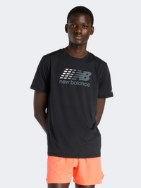 New Balance متعدد الألوان تي شيرت أداء رجالي أسود