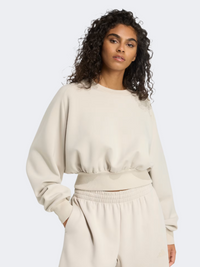 سويت شيرت رياضي نسائي Adidas Soft Lux Loose بيج
