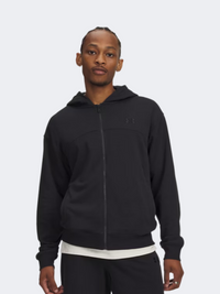 سويت شيرت بغطاء رأس بسحاب كامل وخفيف الوزن للرجال من Under Armour أسود للاستخدام اليومي