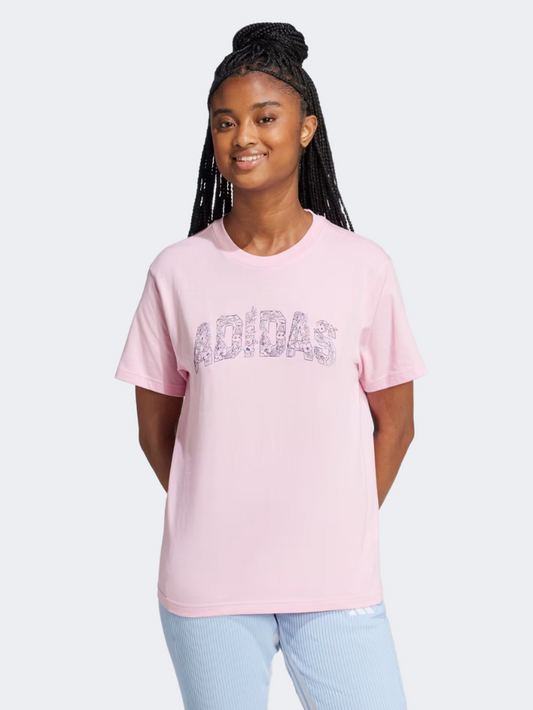 Adidas Tech Illustrate Graphic Women Sportswear T-Shirt True Pink