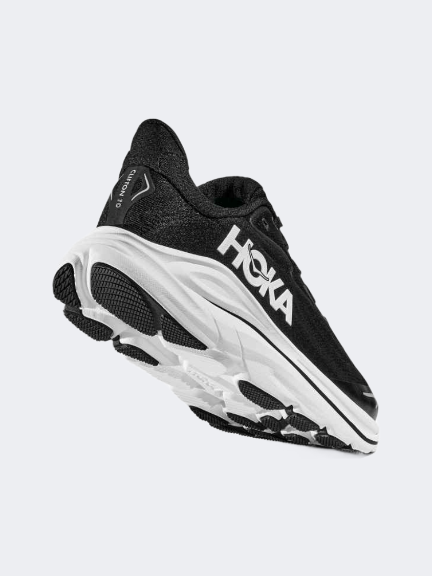 حذاء جري للأولاد Hoka Clifton 10 Gs باللون الأسود/الأبيض