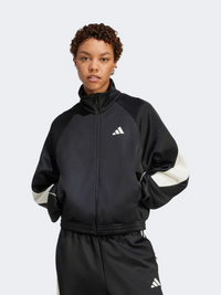 سترة رياضية نسائية من Adidas ستاديوم باللونين الأسود والأبيض العاجي