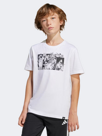 Adidas Messi Icon Graphic Little-Boys Football T-Shirt White