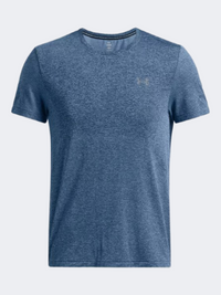 Under Armour Seamless Stride تيشيرت جري رجالي أزرق/عاكس