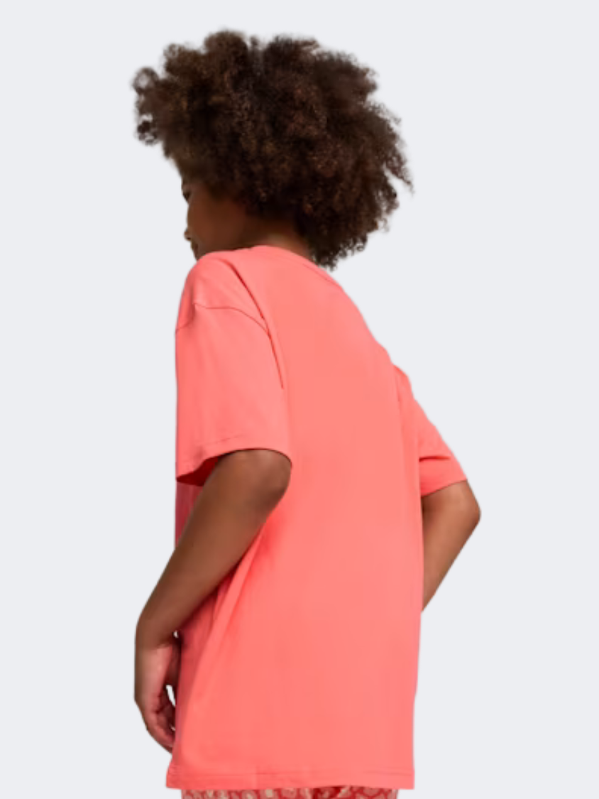 Puma Essentials Animal Logo Infill Girls Lifestyle T-Shirt Peach Frost
