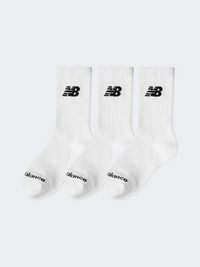 New Balance Lightweight Crew 3 Pack Unisex Lifestyle Sock White