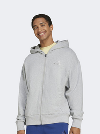 أديداس أول سن فرينش تيري بسحاب كامل هودي رياضي للرجال رمادي متوسط هذر