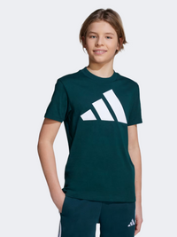 تيشيرت رياضي للأولاد الصغار من Adidas Essentials بلون أورورا آيفي/أبيض