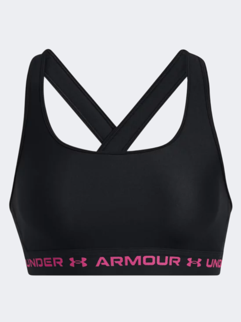 حمالة صدر تدريب نسائية Under Armour Crossback باللون الأسود/آسترو بينك