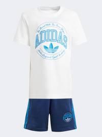طقم أولاد صغار من Adidas Vrct Original أبيض/نايت إنديغو