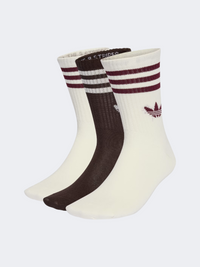 Adidas 3-Stripes Crew 3 Pairs Unisex Original Sock Off White/Coffee