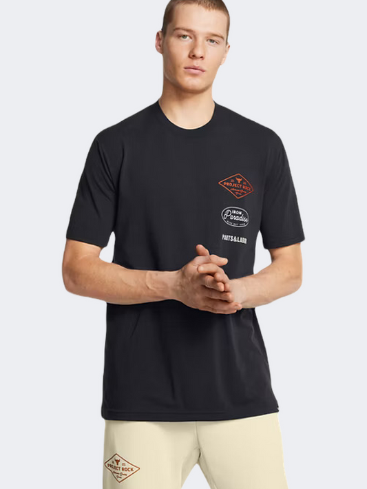 Under Armour Project Rock Men Training T-Shirt Black Team Orange
