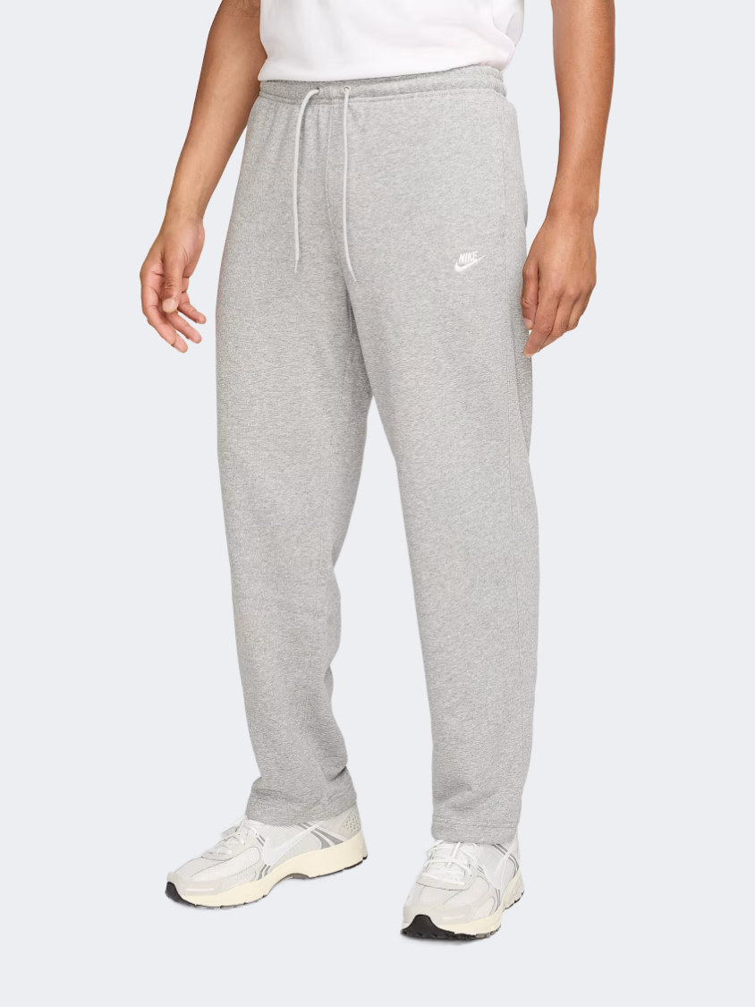 بنطال نمط حياة رجالي Nike Club French Terry مفتوح الحافة رمادي هيذر/أبيض