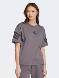Adidas Future Icons 3 Stripes Women Sportswear T-Shirt Grey Strata